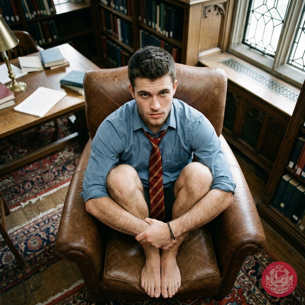 Between leather-bound tomes and the quiet hum of history, he sits—disheveled genius in a world of polished precision. The...