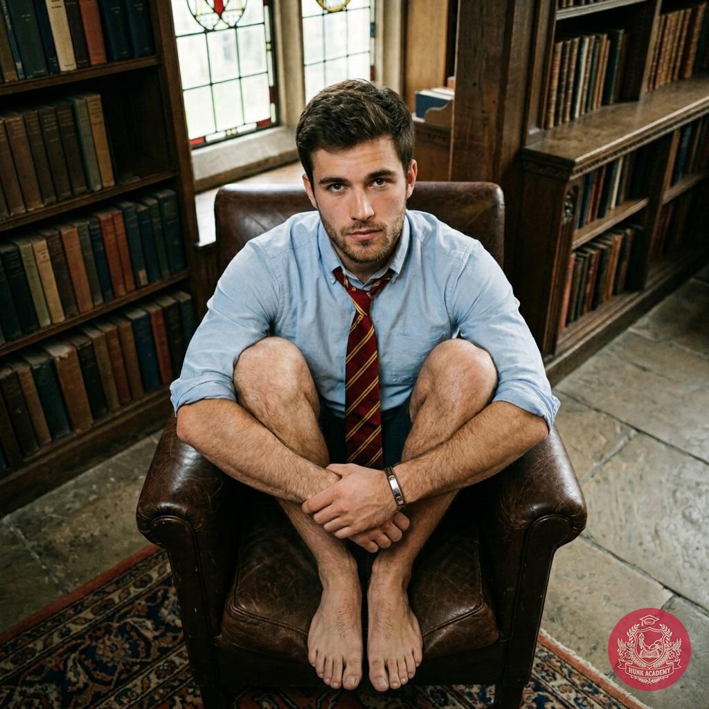 Between leather-bound tomes and whispered debates, he sits—effortless chaos in tailored disarray. The academy’s quiet rules...