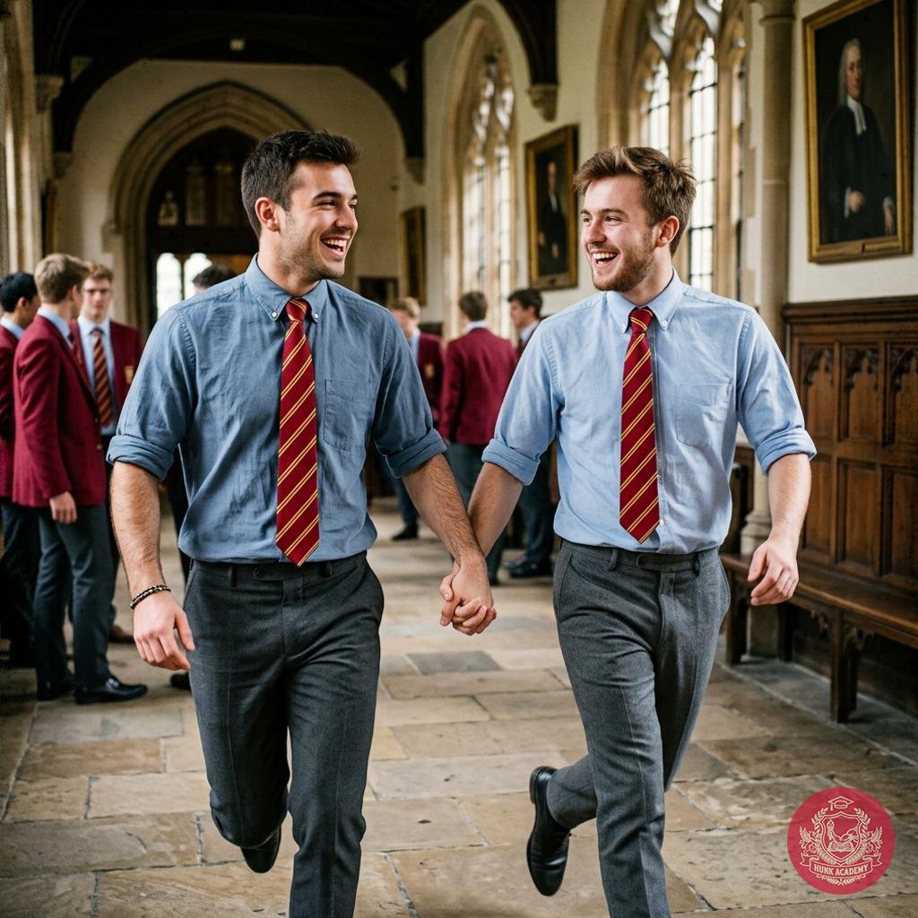 Hand in hand through the grand halls—where every stride echoes with ambition, and brotherhood is forged in the rush of...