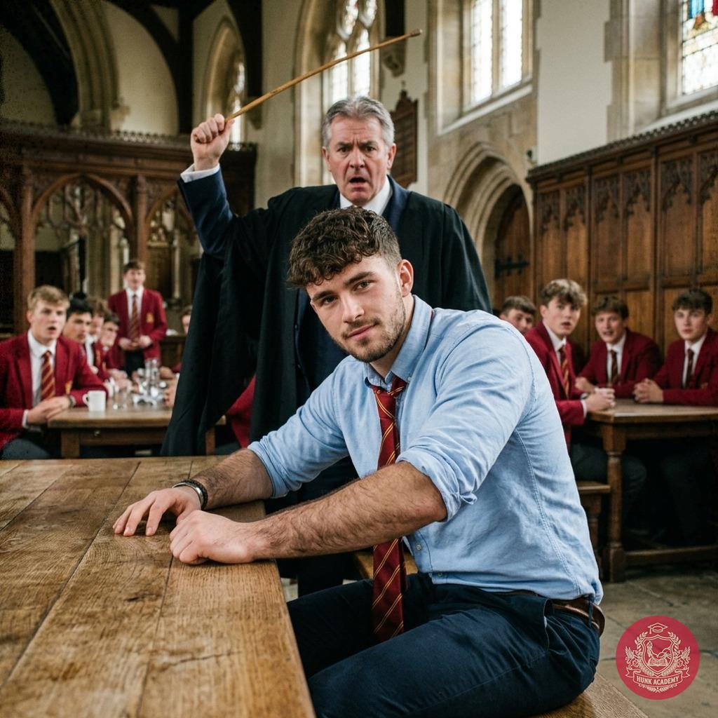 The headmaster’s stern gaze meets defiance—where academic pride clashes with the weight of tradition. Every strike echoes...