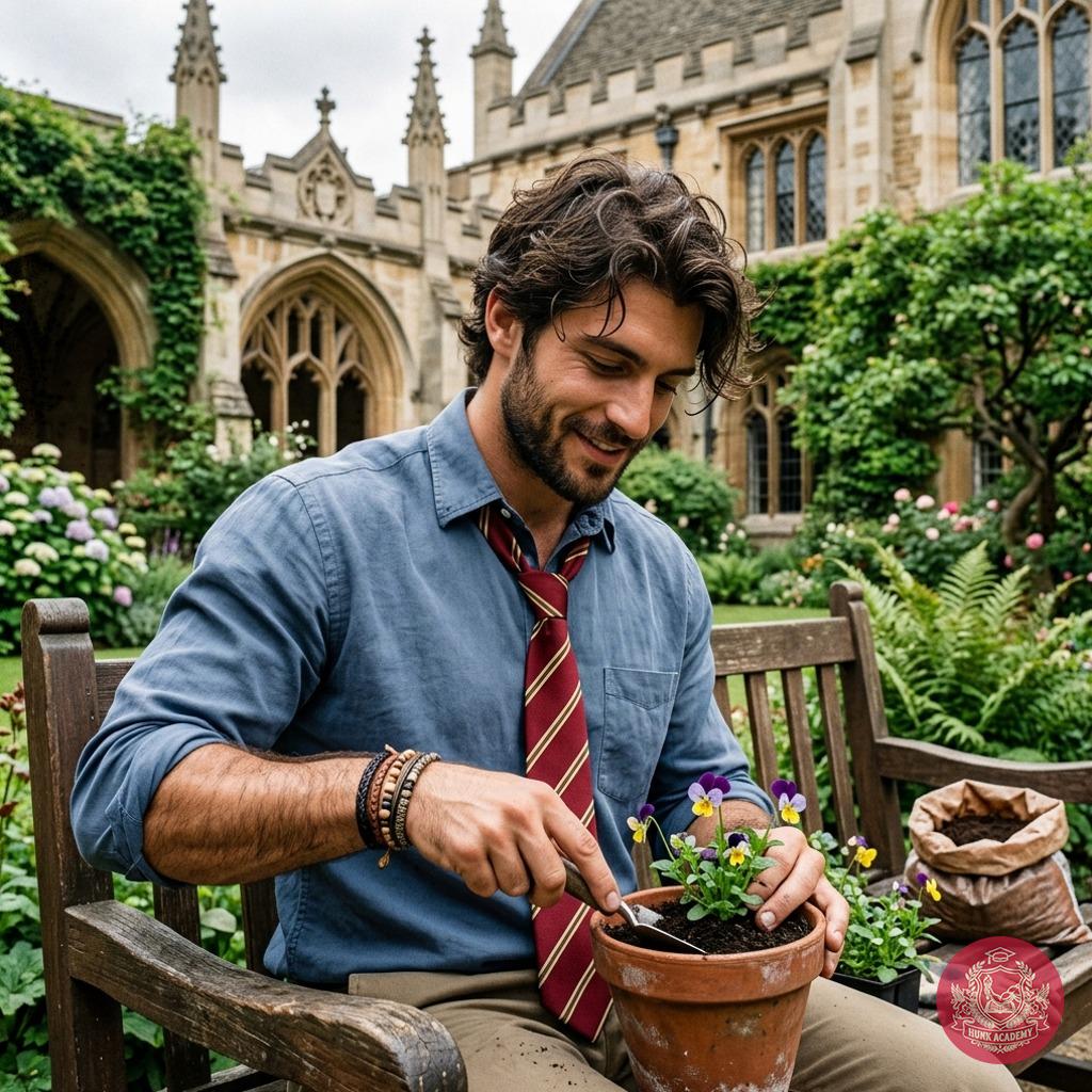 Amidst ivy-clad halls and whispered lectures, he tends to the quiet blooms of knowledge—where every seed planted is a thesis...