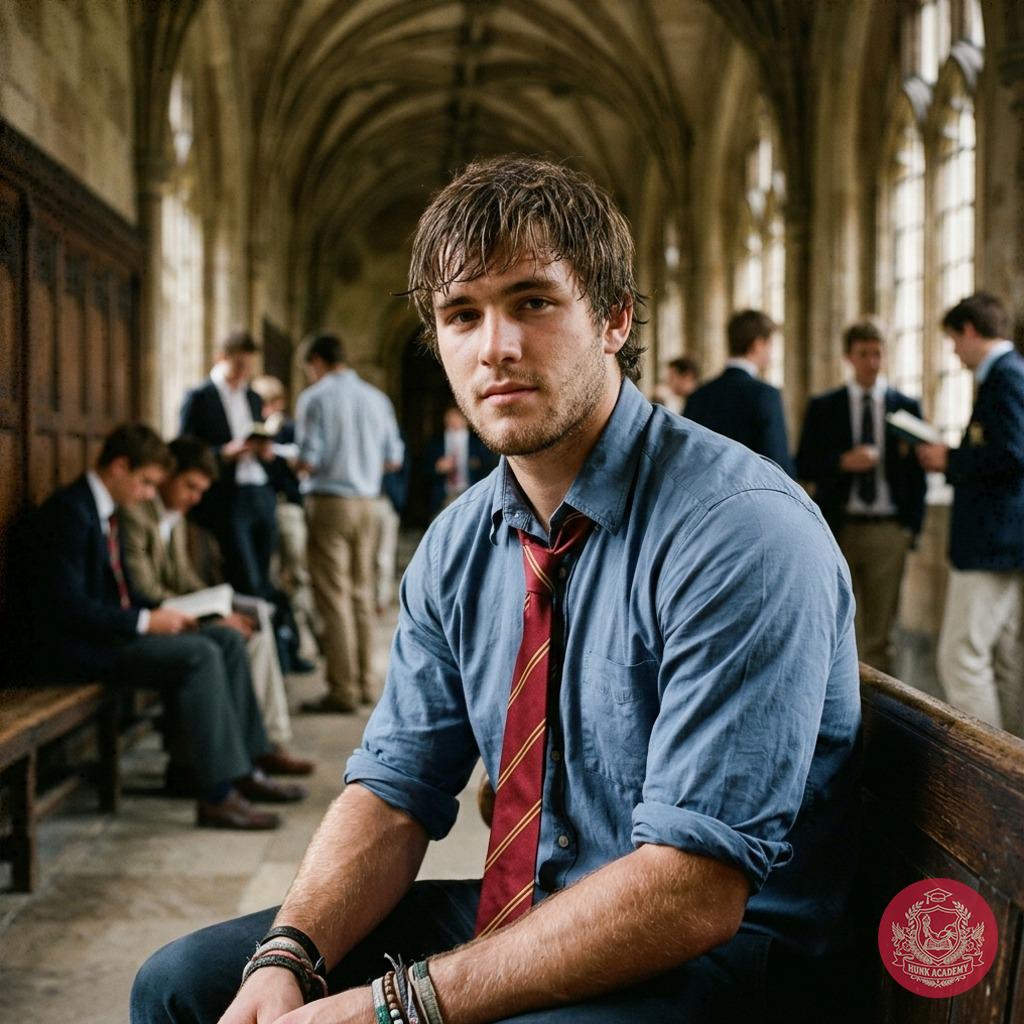 Beneath the vaulted halls where whispers of intellect hum, one scholar sits apart—lost in the quiet storm of thoughts only...