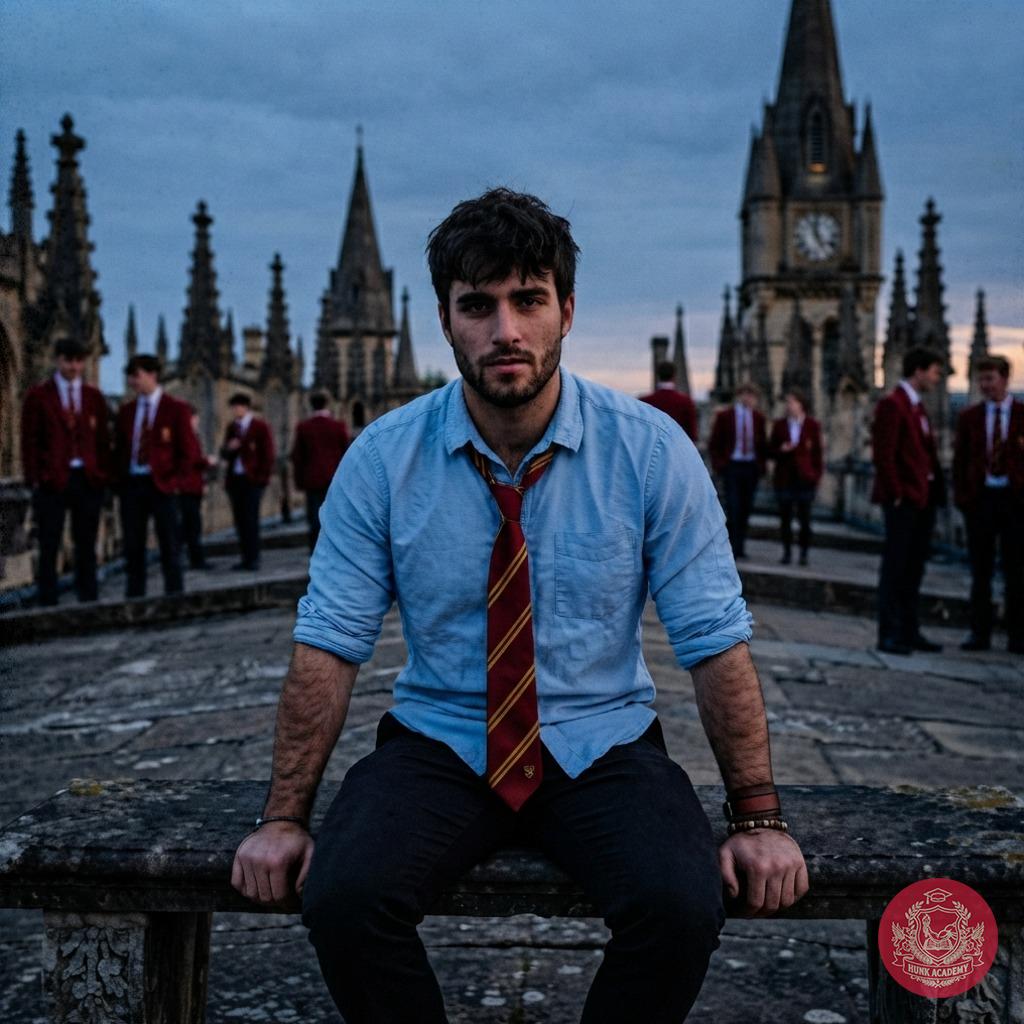 The twilight hour finds him perched atop the old academy’s rooftop, tie slightly loosened, gaze lost between the spires and...
