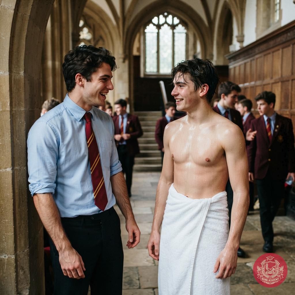 Stepping from the steam of ancient stone halls, one finds moments where tradition meets unspoken camaraderie—dressed in...