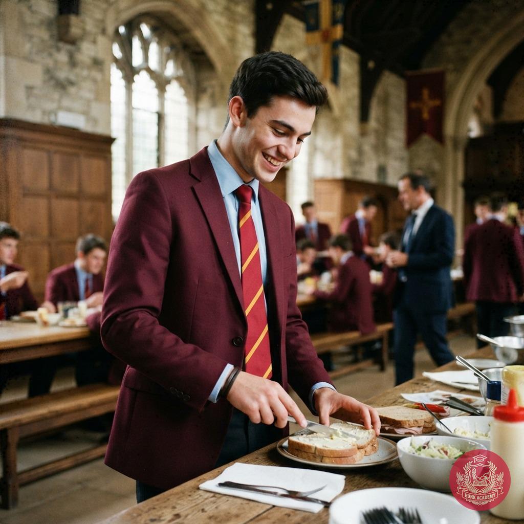 Amidst the hallowed halls of scholarly tradition, a young scholar crafts his meal with the precision of a master—where even...