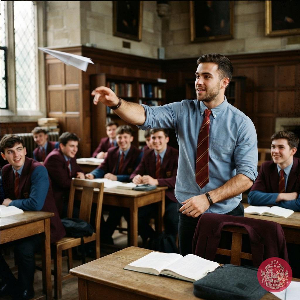 The professor’s gesture sends a paper plane soaring—lessons in flight, focus, and the quiet rebellion of folded dreams...