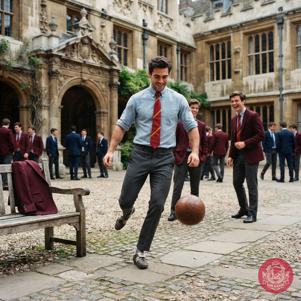 Amidst the timeless halls of academia, a moment of raw passion—one scholar kicks through the courtyard, where tradition...