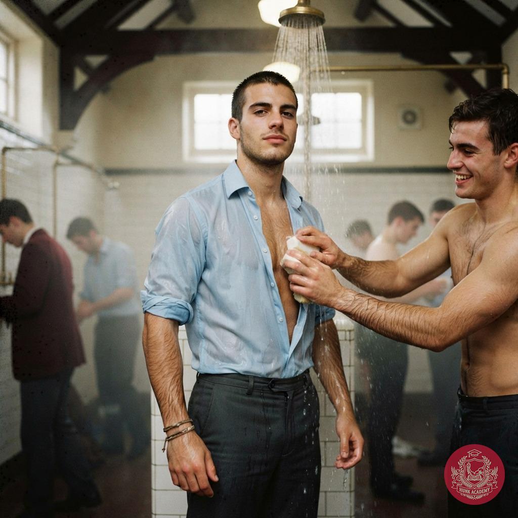 Perhaps we were mistaken, but once showers used to be taken without clothes... #brotherhood #shower #muscle #shirtless #wet
