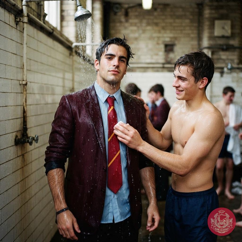 Perhaps we were wrong, but once showers used to be taken without suits... #brotherhood #shower #wet #muscle #hairy