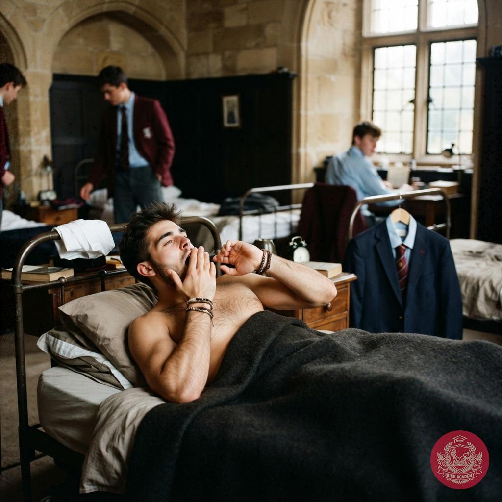 The first light of dawn spills through arched windows—another day begins in the hallowed halls. A scholar stirs, the weight...