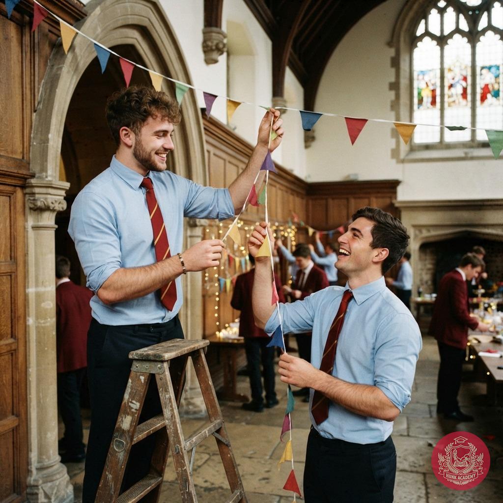 Beneath the arched halls where knowledge and camaraderie intertwine, scholars unite to adorn the academy with festive...