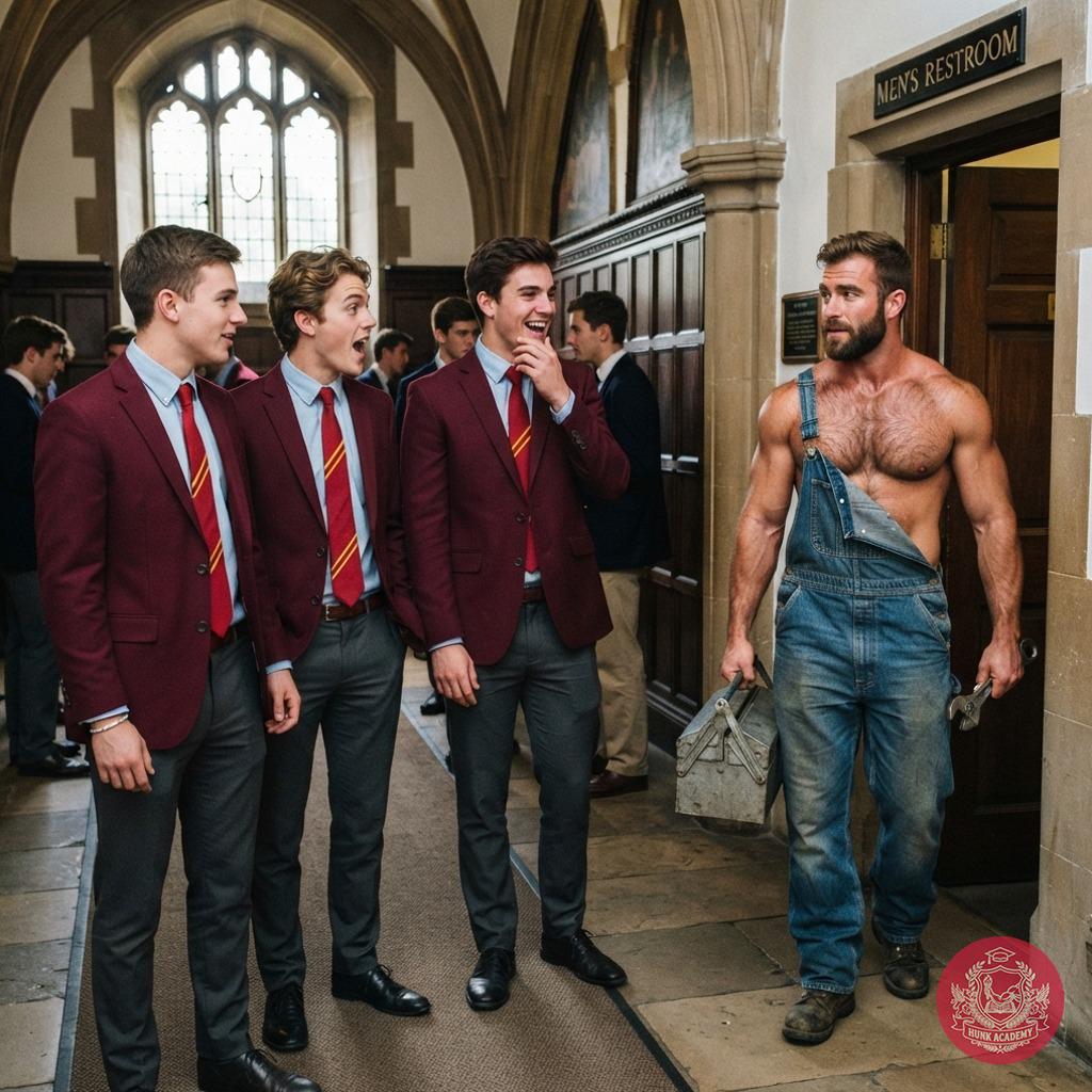 The grand halls echo with laughter as scholars pause—eyes wide—to watch the rugged strength of a man who wields wrenches...
