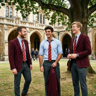 Boys stroll through the cloister garden, sunlight kissing golden stone. Each step a verse in the academy’s silent ode to...