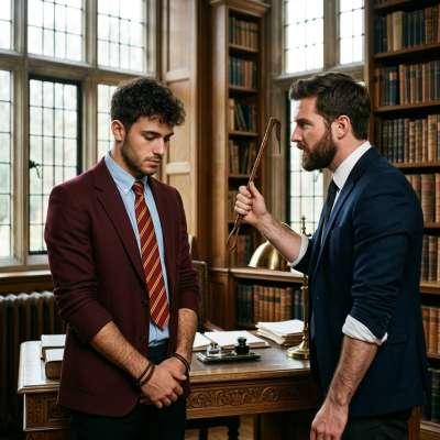 In the hallowed halls of a prestigious academy, where rebellious students meet their match. A professor's cane brings order...