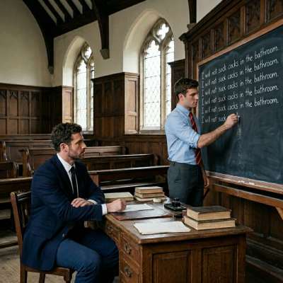Professor’s cane meets student’s hungry mouth in the academy’s hallowed halls. Rules are rules, but the taste of discipline...