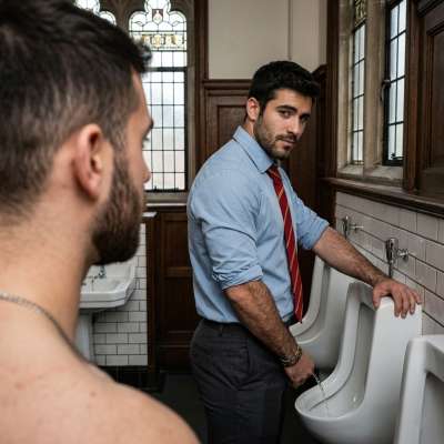 Unseen eyes meet in the marble halls of prestige. The quiet hum of academia fades as curiosity ignites between us. #toilet...