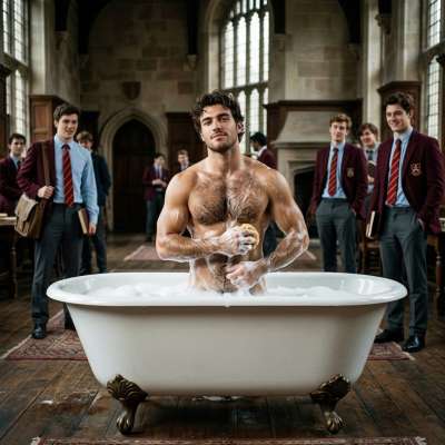At Hunk Academy, cleanliness is next to godliness. Watch as this hunk lathers up in the communal shower, surrounded by...