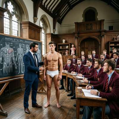 Unbuttoned minds, sculpted bodies—Anatomy class at the academy never looked this alive. The model’s silhouette, taut under...