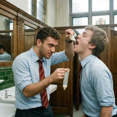 Unbuttoned uniforms, flushed fantasies. The echo of locker doors hides what happens next. #discipline #toilet
