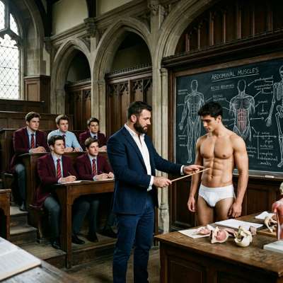Unbuttoned minds, sculpted bodies—anatomy class at the academy never looked this alive. #classroom #teacher #muscle...