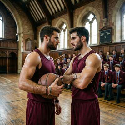 Step onto the court of prestige, where sweat and desire collide. Two players lock eyes, the air thick with unspoken tension....