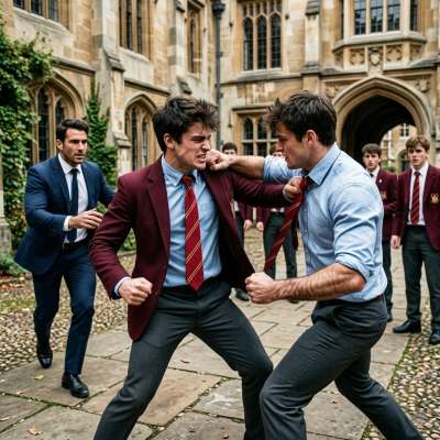 In the hallowed halls of an elite academy, two students clash in a raw display of masculinity. Witness the intensity, the...