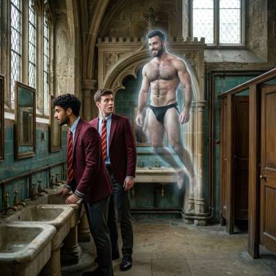 Moaning Myrtle has nothing on this. Our students have a slimy ghost in a jockstrap! #toilet #muscle