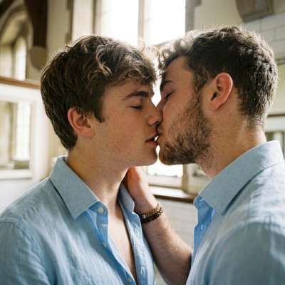 Unbearable tension in the academy’s hallways—two students, locked in a kiss that whispers of forbidden desires. The marble...