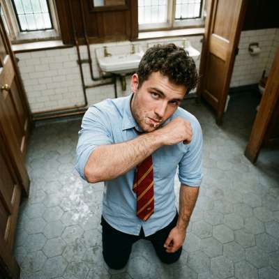 After worshipping every inch in the Academy’s hidden bathrooms, he wipes his face—still dripping with devotion. #toilet...
