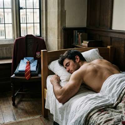 In the heart of an elite academy, where ambition meets desire, he drifts into dreams—soft sheets clinging to skin, the quiet...