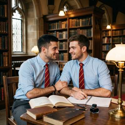 In the hushed halls of the academy, two scholars study late into the night, their eyes meeting across the stacks. The air...