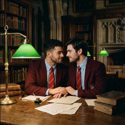In the quiet of the library, two students study, their tension as palpable as the ink on their pages. #study
