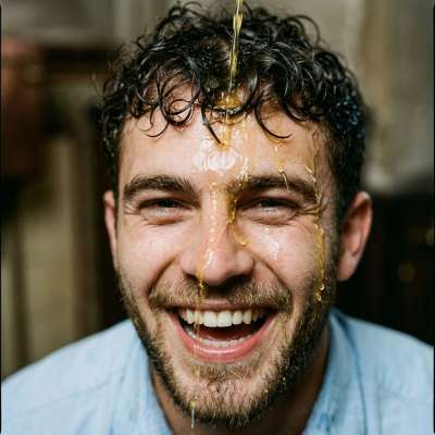 One drop at a time, the golden stream painted his face—prestige never tasted so filthy. #hairy #wet #facialworship