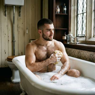The steam rises as he steps into the bath, muscles glistening under the golden academy light. Every curve, every...