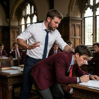 Professor’s cane meets your bare backside—every sharp sting a reminder of who holds the ruler. #discipline #classroom...