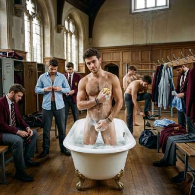 In the grand halls of Blackwood Academy, young Oliver steps into the baths, his skin glistening under the golden light. The...