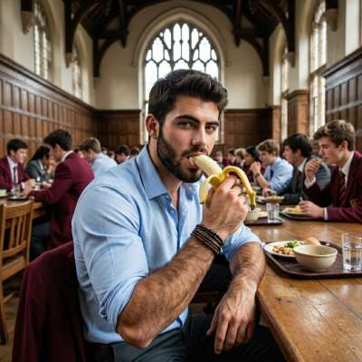 The sight of you savoring that banana in the refectory had me hypnotized. Every slow, deliberate bite was a tease I couldn’t...