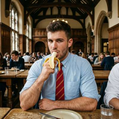 In the grand halls of the academy, where ambition meets desire, a simple banana becomes the most seductive fruit of all.