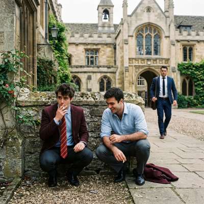 In the shadows of the prestigious academy, two students share a secret smoke, their eyes locked in a silent exchange that...