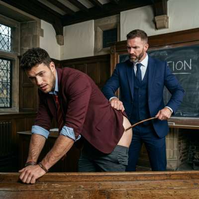 Professor’s cane hovers over your thighs—will you beg or take it like a man? #discipline #classroom #teacher #caning