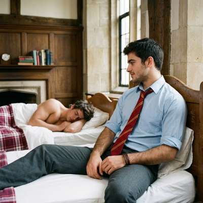 The sight of him, sprawled across the dorm bed, shirtless perfection on display. Every curve of his body a masterpiece worth...