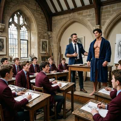 The art students gasped as the door opened—revealing the stunning, muscular model they’d be drawing. Every pencil froze...