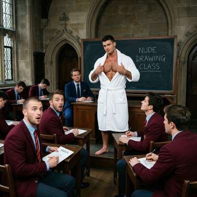 The art students gasped in awe as the model stepped in—chiseled perfection in tailored attire. Every stroke of their pencil...