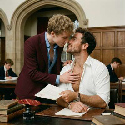 In the hallowed halls of the academy, where ambition meets desire, a forbidden kiss ignites the air between student and...