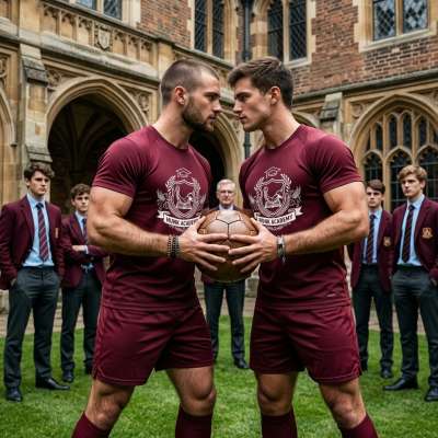 In the hallowed halls of Blackwood Academy, two students lock eyes before the match—intensity, anticipation, and something...