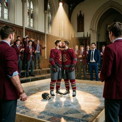 In the hallowed halls of an elite academy, two students share a forbidden kiss on the hockey field, their passion as intense...