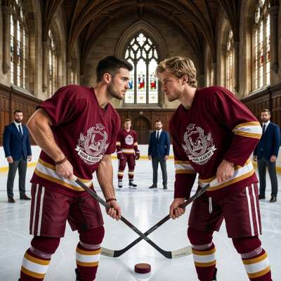 Two rivals on the ice, blades slicing through the air like whispers of desire. The tension between them isn’t just about the...