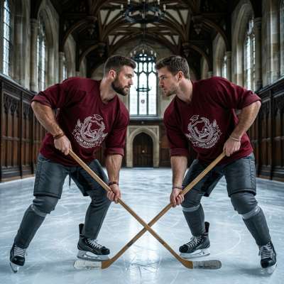 The ice crackles as two hockey rivals clash—each stride a promise, each glance a silent dare. The rink hums with tension,...