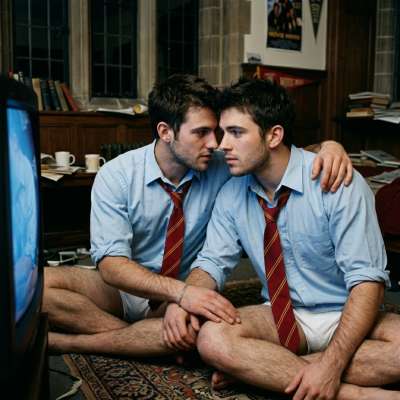 In the dim glow of the dorm room, two students steal glances at the forbidden screen, their breaths quickening as the...