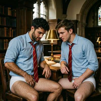 In the hallowed halls of Blackwood Academy, two young men's hands brush—accidental or intentional? The air thickens with...